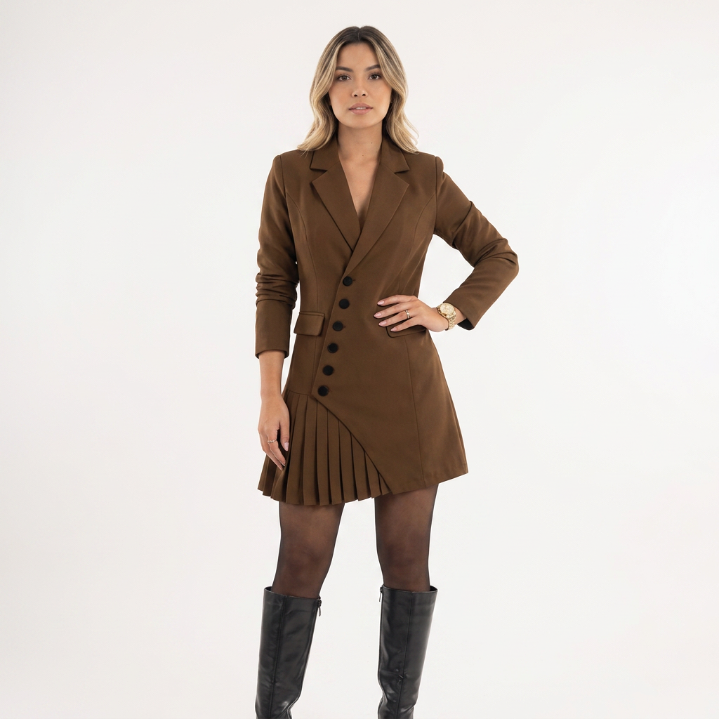 Plisseeritud Midi Blazer Kleit