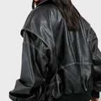 Naiste Nahk Bomber Retro Stiilis