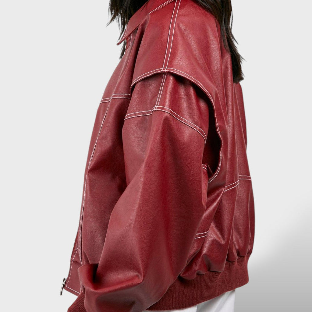 Naiste Nahk Bomber Retro Stiilis
