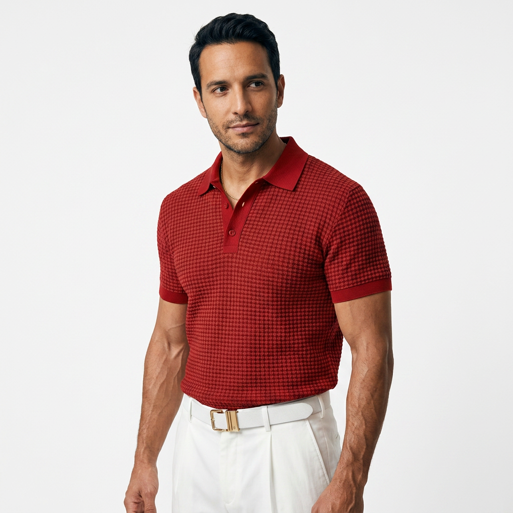 Polo isa Cuello Waffle Meeste