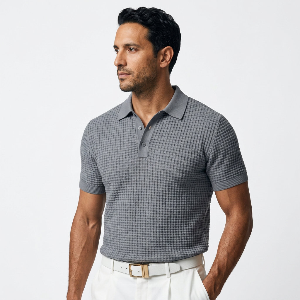 Polo isa Cuello Waffle Meeste