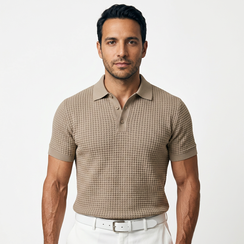 Polo isa Cuello Waffle Meeste